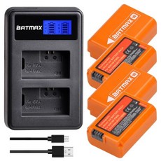 호환 카메라 배터리 Batmax NP-FW50 NPFW50 및 LCD 듀얼 충전기소니 알파 a6500 a6400 a6300 a7 7R a7R II a7II NEX-3 ZV-e102