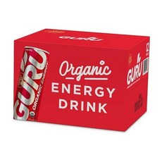 GURU Organic Natural Energy Drink with Green Tea 구루 오가닉 녹차 & 과라나 에너지 드링크 12oz(355ml) 12캔, 1개
