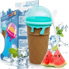 슬러시메이커 아이스 핸드메이드 메이커 Glovios 500ML 실리콘 더운여름, 민트, 1개