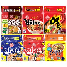 오뚜기 진라면 순한맛5입+매운맛5입+열라면5입+오동통면4입+스낵5입+김치라면4입 6종세트