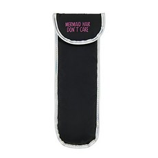Miamica Heat Resistant Flat Iron Black Nylon Mermaid Hair Dont Care Good Hair Day Travel Case Pouch Holder Bag For Hair Straightener Curling Iron, 본문참고, Color = Black