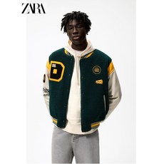 ZARA 자라 패치 페이크 시어링 뽀글이 봄버 바시티자켓