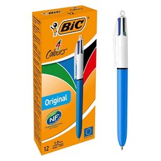 BIC 4가지 색상 오리지널 접이식 편안한 볼펜 - 12개 박스 - 미디엄 포인트 (1.0mm) - 정밀 필기, Assorted - Original