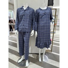 비비안 선염 면 기모 체크 원피스 커플잠옷세트(MP8836AGW8836A) 222470