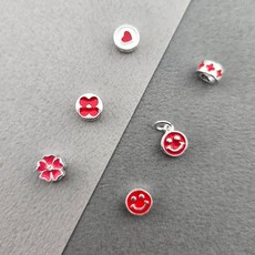 비즈톡 [SVP-05-03]순은펜던트 실버925 에폭 하트 꽃 네잎 스마일 론델 레드 6종 모음