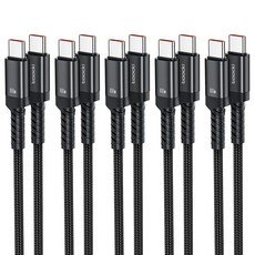 Toocki 툭키 E Marker 칩100W C to C타입 초고속 메탈 충전케이블, 블랙, 5개, 1m