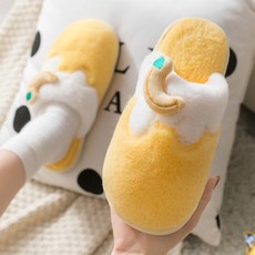 쇼미코리아 여자 푹신한 털안감 막힘 겨울 슬림 귀여운 과일 거실화 굽1cm, 옐로우바나나(230~240mm)