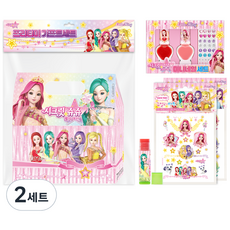 Little Bling Secret Jouju 星星女神Pretty M禮盒組, 2組, 紙質手提包+迷你指甲2款+紋身貼2款+Secret Jouju潤唇膏紅色