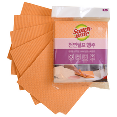 3M Scotch-Brite 百利 吸水纖維素天然紙漿抹布 橘色 5條入, 5張, 1包