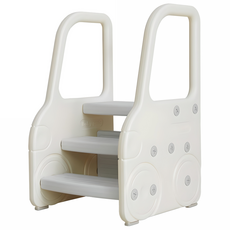 BeneBene 兒童3層汽車造型安全階梯凳, 象牙白, 1入