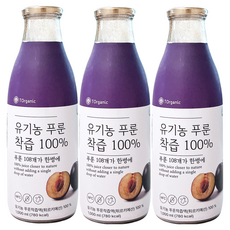 유기농 푸룬주스 물섞이지않은 NFC 100% 착즙원액, 3개, 1L