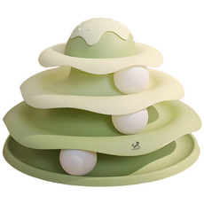 DING DONG PET 冰淇淋軌道球貓咪狩獵玩具, 綠色, 1個