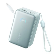 앤커 나노 파워뱅크 10000mAh 45W 보조배터리 고속충전 기내반입 C타입 케이블 일체형 아이폰 노트북 갤럭시, 민트블루, A1638