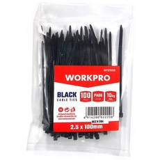 WORKPRO 束線帶 100 WP329009 100入, 黑色, 1個