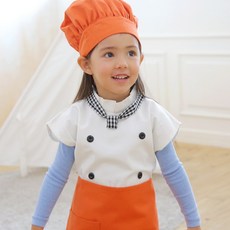 데코에버 꼬마요리사 앞치마 4종 SET (주황) 어린이 유아앞치마
