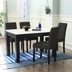 베스트리빙 앨빈 에코 화강암 4인용 대리석 식탁 테이블 세트/의자4개 8colors, 1200화이트/초코