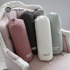 그린앤아트 하늘 피그먼트 끈 베개 편백 메밀 베개커버, 핑크