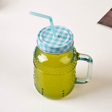 MAKA 칼라 Straw-Drinking Jar (빨대드링크자) 580ml 1P, 1개, 블루