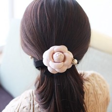 크로스 리본 까멜리아 헤어핀