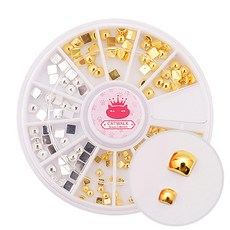 시크릿엠 NEW 네일스톤 SET 173~266 네일 스톤/파츠, 1개, 184.볼록사각 반볼스톤 (고급형)골드실버혼합세트