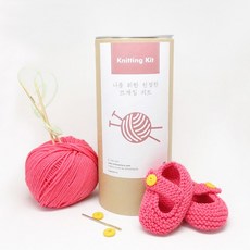 멜로우 신생아 심플 스트랩 덧신 니팅키트, 네온핑크