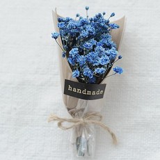 플라라 드라이플라워 초미니 꽃다발 선물용 인테리어소품, M12 파랑 안개꽃 (검정 크라프트지)