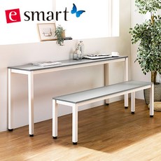 e스마트 철제 사이드테이블 1800x400 (일자다리), 상판색상:그레이 / 프레임(다리)색상:화이트