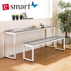 e스마트 철제 사이드테이블 1600x400 (사각다리), 상판색상:그레이 / 프레임(다리)색상:화이트