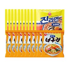 농심 너구리 순한맛 10개 + 오뚜기 진라면 순한맛 10개, 1개