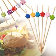 데코하우스 컬러 대나무꼬지 꼬치 과일꼬지 도시락픽, 나무하트 꼬지_하늘(100매), 1개