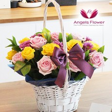 [엔젤스플라워] 마음을 전하는 전국 꽃배달서비스 생화 꽃바구니 꽃다발, F01_러블리핑크 일반형