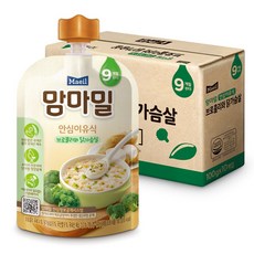 [매일유업] 맘마밀 안심이유식 9개월 브로콜리닭가슴살/녹황채소와소고기/시금치와연근소고기/미역과소고기 5팩, 100g, 5개, 브로콜리닭가슴살