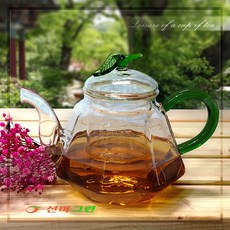 선미그린 팔각유리 티포트 650ml_유리다관 유리주전자 찻잔 유리거름망, 투명, 650ml