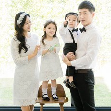 벨라레이스 H라인 화이트원피스 엄마딸커플룩