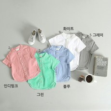 세인트키즈 면스판 차이나 반팔 아기남방