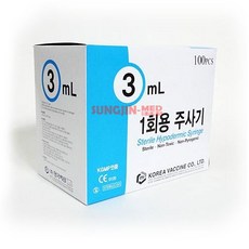 한국백신 일회용주사기 3ml 1박스100개입 (23G*25mm(1)), 1개, 단일상품