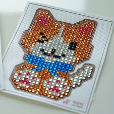 수재샵 어린이보석십자수 미니스티커시리즈 (샤이닝) 5D 7x9cm 보석십자수, 10.주황고양이