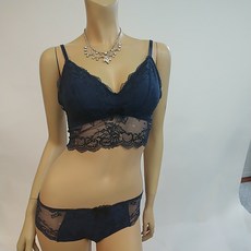 에블린 (신상)블랙실레이스_브라렛 레이스팬티 세트 네이비 뉴코아 인천