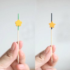이홈베이킹 [대용량] 큐트나무꼬치-100P - 오렌지꽃 오렌지별 랜덤, 1세트, 100개입