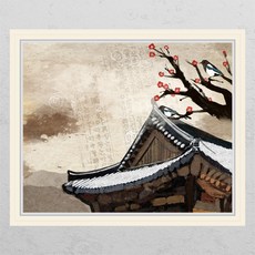 꾸밈 ca608-전통수묵화학과호랑이창문그림액자 시트지, 2타입-F타입-러블리베이지