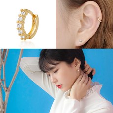 미니아트 [1+1] 14K 골드핀 링 귀걸이 피어싱