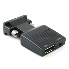 two1mall VGA to HDMI 고급형 컨버터 오디오 지원 컴퓨터 삼성 LG 노트북 셋톱박스 DVD 플레이어 모니터 lg tv 빔 프로젝터 연결 케이블 젠더 선, 390310