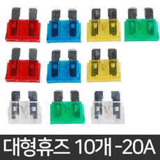 라온공구 자동차휴즈 휴즈 퓨즈 관휴즈 차량용 유리관 차량휴즈, 5.대형휴즈 같은종류 10개세트-20A