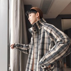 Qterra(특허브랜드) p190310107 남성 코트 캐주얼 점퍼 체크 코트