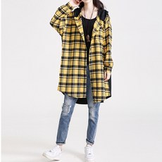 제이앤티 빅사이즈 캐주얼 체크 후드 자켓