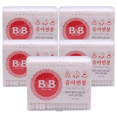 B&B 비엔비 순면 유아면봉 사각, 5개, 100개입