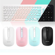 스마텍 레트로 무선 키보드 마우스 2개세트 STC-300 무선키보드, 핑크