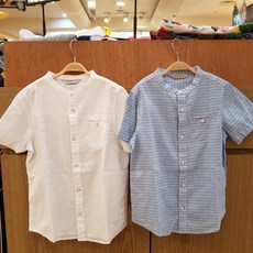 오후 인기짱! 린넨 소재 아동 반팔 셔츠 2컬러 OHYA19305