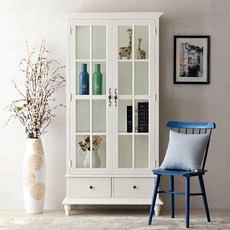 꿈에그린 크림화이트격자유리장식장 장식장, 크림화이트