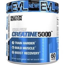 Evlution Nutrition 크레아틴 5000mg 언플레이버드, 1개, 300g